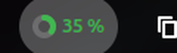 La barre supérieure de GNOME, avec un anneau vert rempli au tiers suivi de la mention 35 %.
